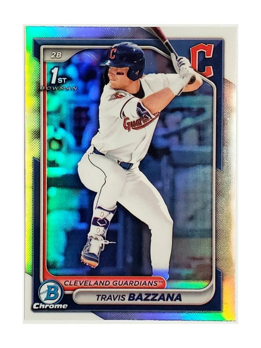 TRAVIS BAZZANA ROOKIE REFRACTOR "1ST BOWMAN" 2024 BOWMAN CHROME #BDC-1 CLEVELAND